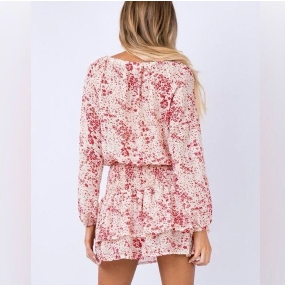 Princess Polly Cream and Red Floral Altona Mini Dress, Size 0 - Picture 3 of 11